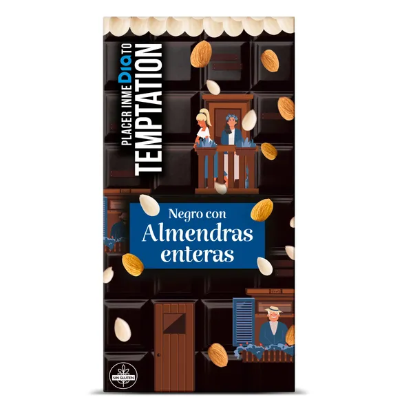 Chocolate negro con almendras enteras Dia Temptation 200 g 2