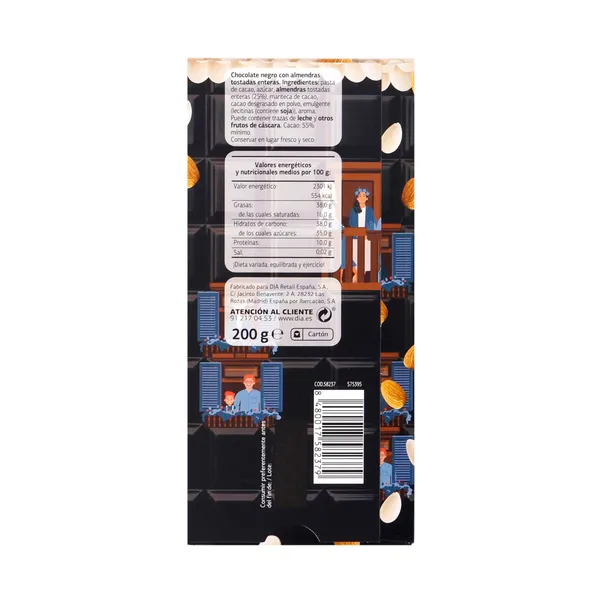 Chocolate negro con almendras enteras Dia Temptation 200 g 4