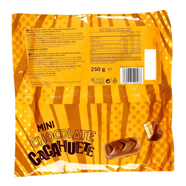 Mini barritas de chocolate y cacahuete Dia Temptation bolsa 250 g 3