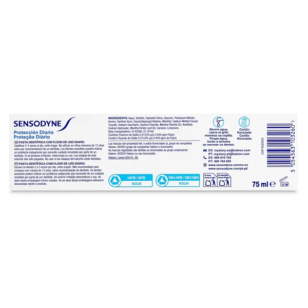 Pasta de dientes protección diaria Sensodyne 75 ml 4