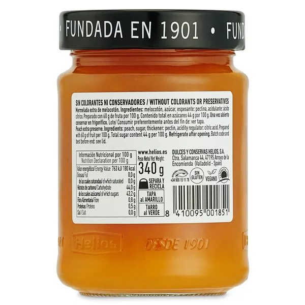 Mermelada de melocotón extra Helios 340 g 3