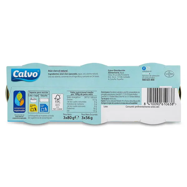 Atún claro al natural Calvo 3 x 56 g 4