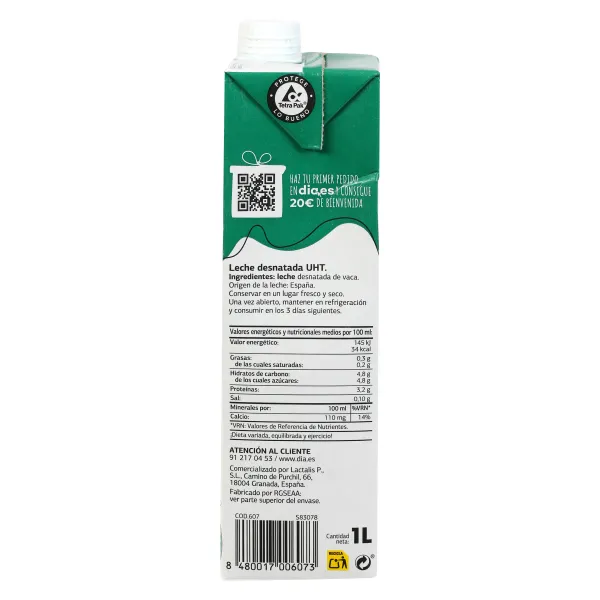 Leche desnatada Dia Láctea brik 1 l 3