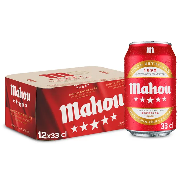 Cerveza Mahou 5 Estrellas pack 12 x 33 cl 3