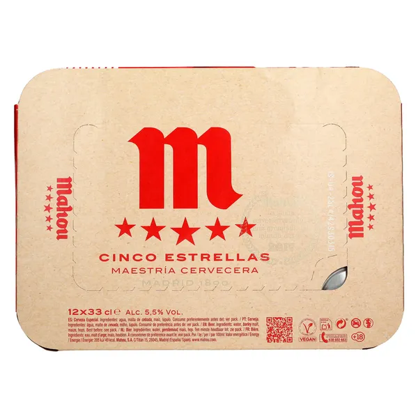 Cerveza Mahou 5 Estrellas pack 12 x 33 cl 4