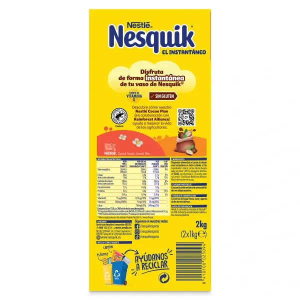 Cacao instantáneo Nesquik estuche 2 Kg 2