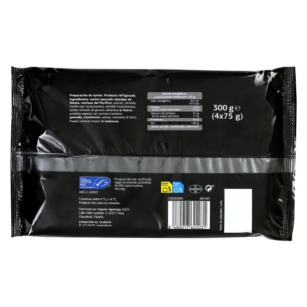 Palitos de surimi refrigeradas MSC Mari Marinera de Dia bolsa 300 g 2