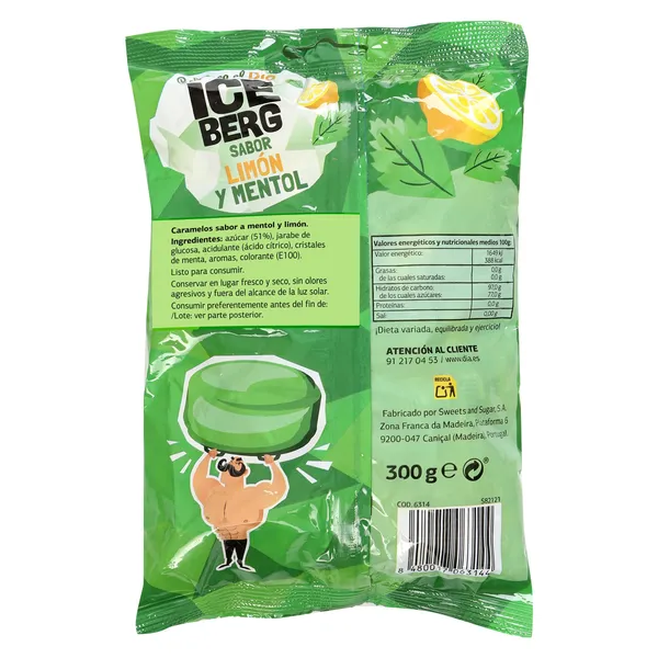 Caramelos sabor mentol y limón Iceberg de Dia bolsa 300 g 3