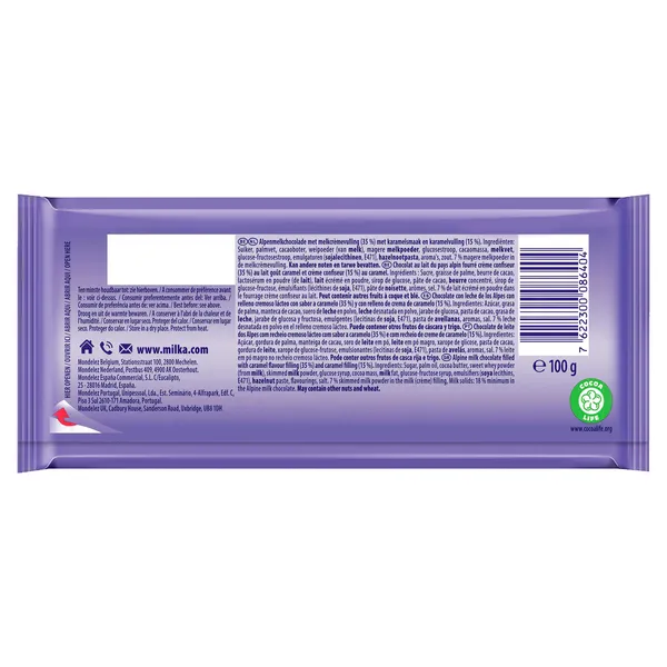 Chocolate con leche relleno de caramelo Milka 100 g 3