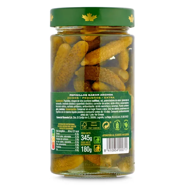 Pepinillos sabor anchoa Rioverde 180 g 2