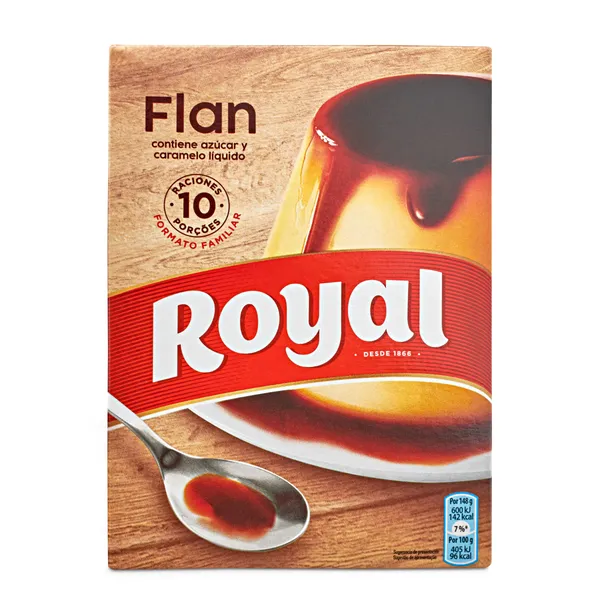 Preparado para flan contiene caramelo líquido Royal caja 232.5 g 2