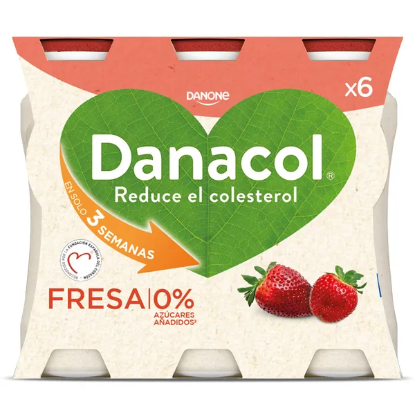 Bebida láctea de fresa Danacol pack 6 x 100 g 2