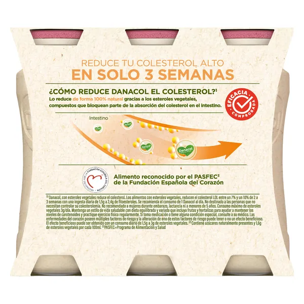 Bebida láctea de fresa Danacol pack 6 x 100 g 3