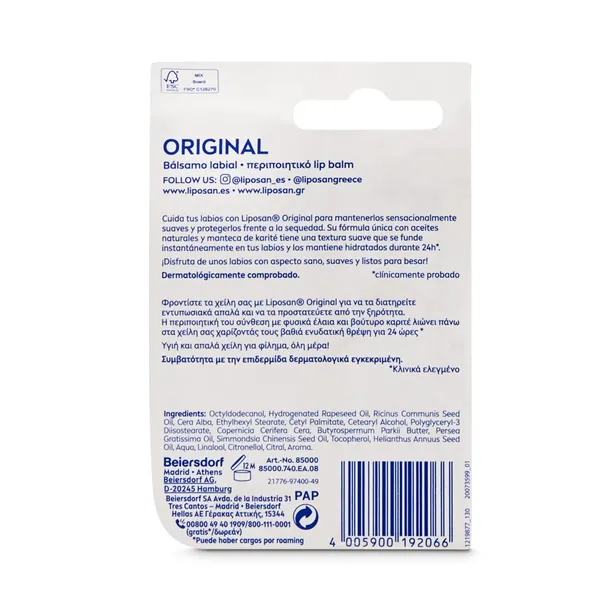 Protector labial original Liposan blister 1 unidad 2