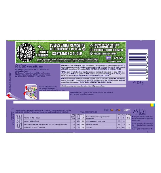 Chocolate con leche Milka 125 g 3