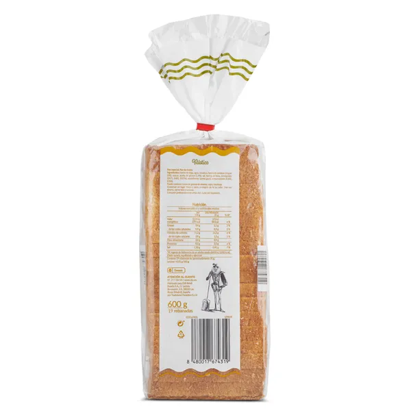 Pan de molde rústico El molino de Dia bolsa 600 g 2