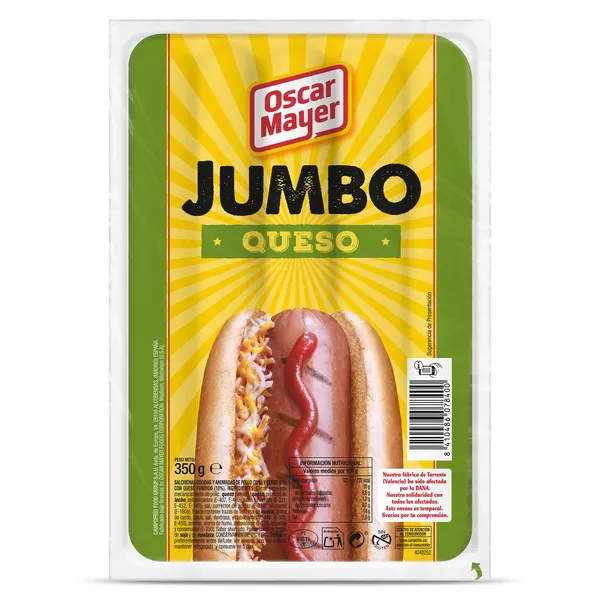 Salchichas cocidas jumbo con queso Oscar Mayer 350 g 2