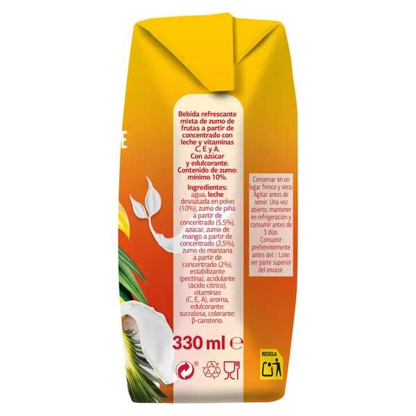 Bebida de zumo de frutas con leche tropical Saborfera de Dia brik 3 x 330 ml 3