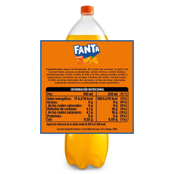 Refresco de naranja Fanta botella 2 L 2