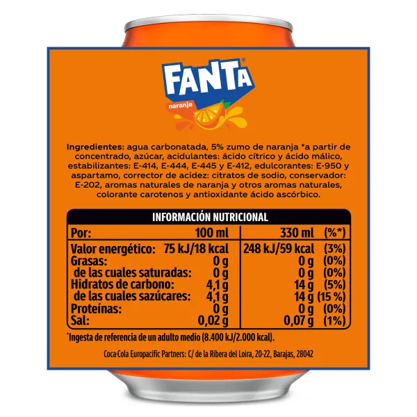 Fanta de naranja 330 ml 3