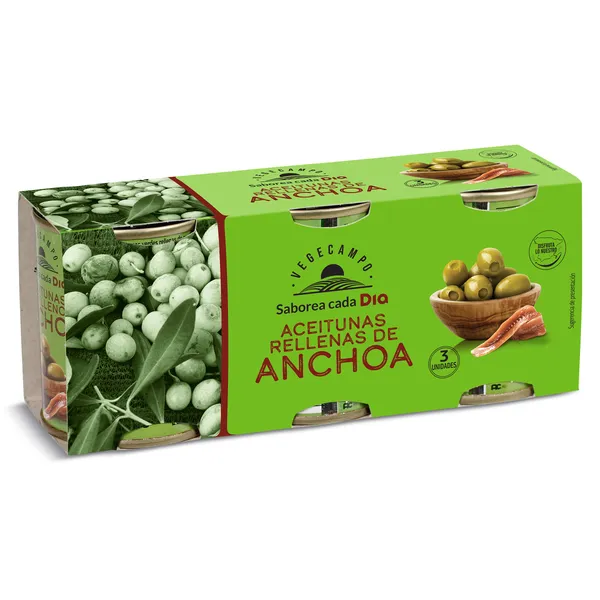 Aceitunas rellenas de anchoa Dia Vegecampo 3 x 50 g 3