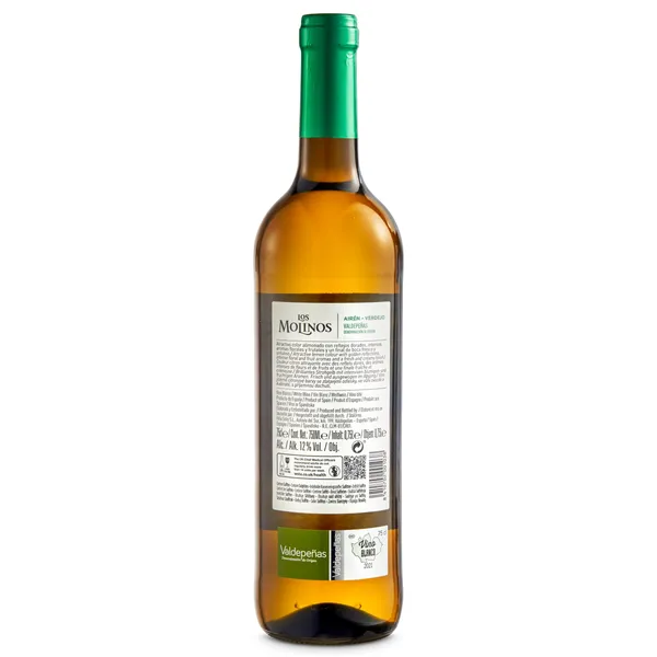 Vino blanco verdejo D.O. Valdepeñas  Molinos botella 75 cl 2
