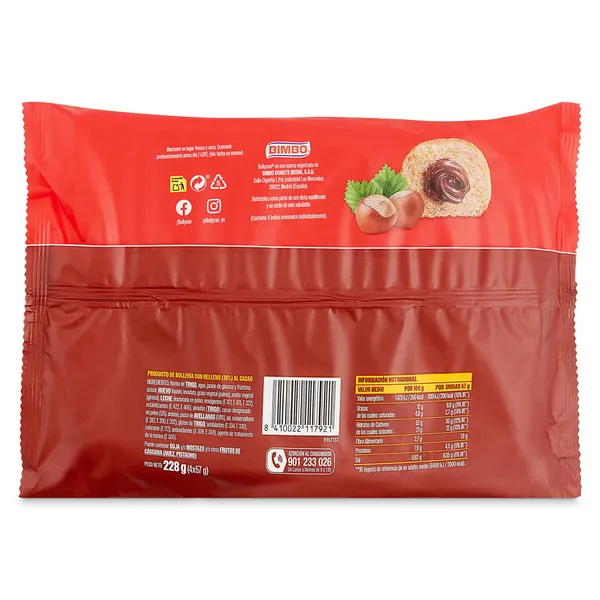 Bollos rellenos de cacao Bollycao bolsa 228 g 2