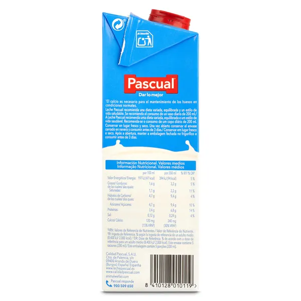 Leche semidesnatada Pascual brik 1 l 3
