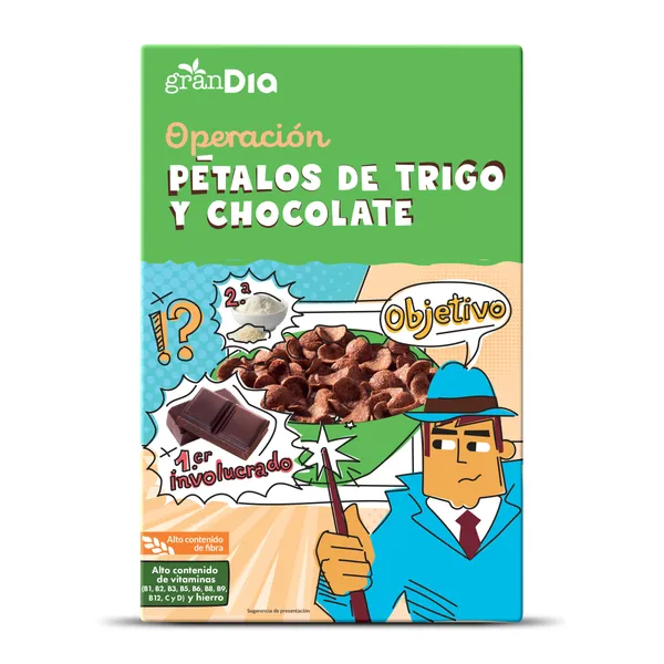 Cereales de pétalos de trigo y chocolate Gran Dia 500 g 2