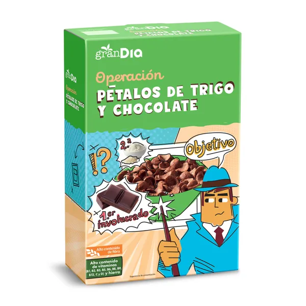 Cereales de pétalos de trigo y chocolate Gran Dia 500 g 3