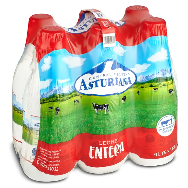 Leche entera Central Lechera Asturiana pack 6 x 1.5 l