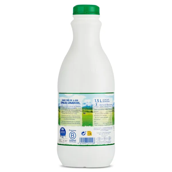 Leche desnatada Central Lechera Asturiana botella 1.5 L 2