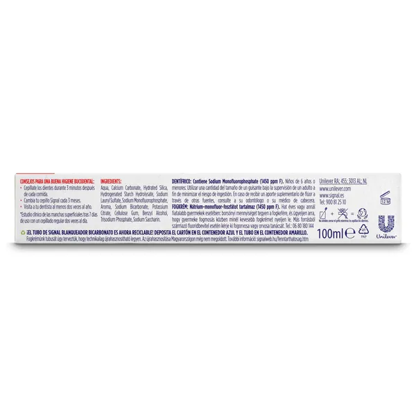 Pasta de dientes blanqueadora bicarbonato Signal 100 ml 3