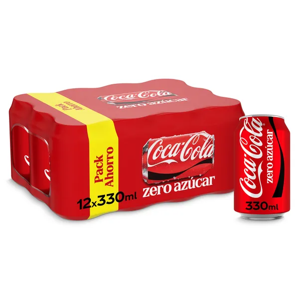 Refresco de cola zero azúcar Coca-Cola lata 12 x 33 cl