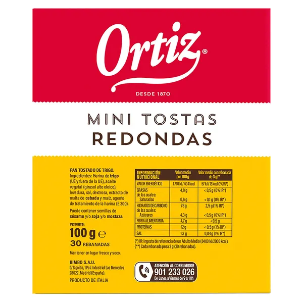 Mini tostas redondas Ortiz caja 100 g 2