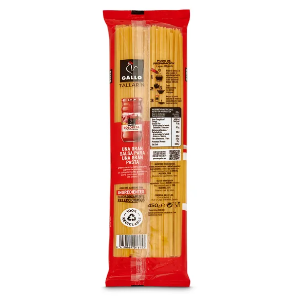 Tallarines Gallo bolsa 450 g 2