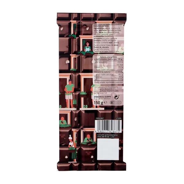 Chocolate con leche y avellanas Dia Temptation 150 g 4