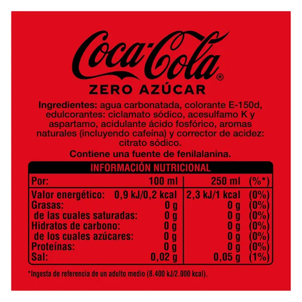 Coca-Cola zero azúcar 500 ml 3