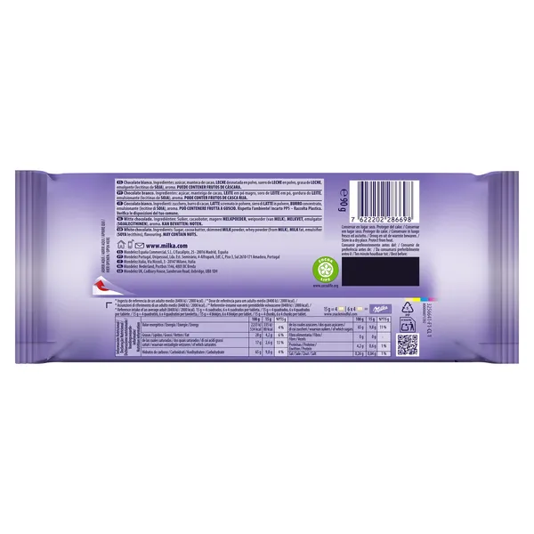 Chocolate blanco Milka 90 g 3