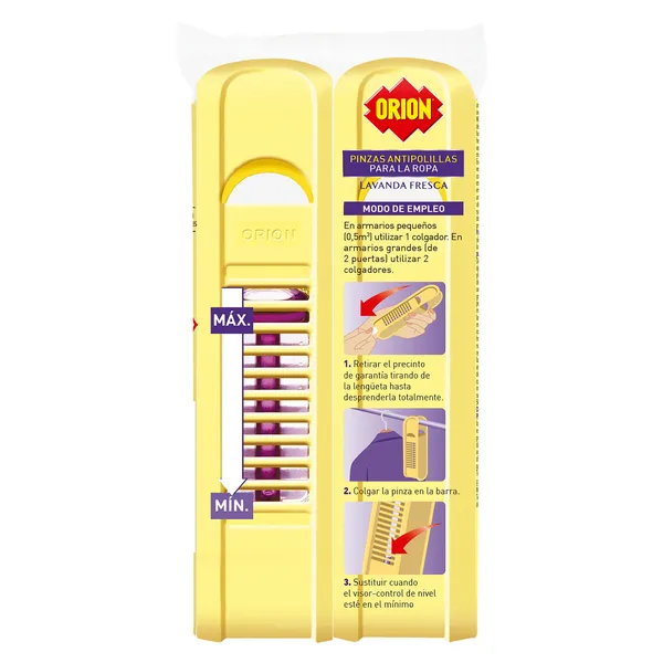 Pinzas antipolillas aroma lavanda fresca Orion bolsa 2 unidades 2