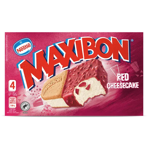 Helado sandwich red cheesecake 4 unidades Nestlé caja 356 g 2
