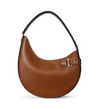 Lauren Ralph Lauren para mujer. 431980156001 Bolso de hombro Tasha grande de piel marrón (OSFA), Beige, Casual