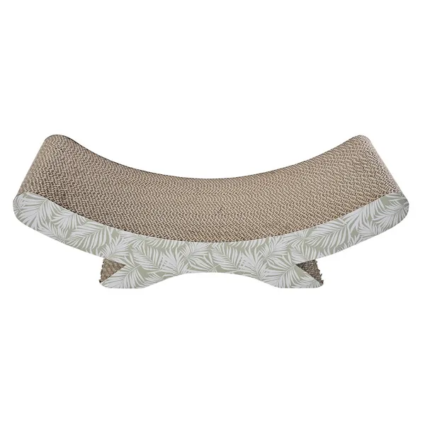 Leeby Remy Rocker rascador de cartón horizontal con estampado de hojas para gatos