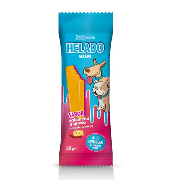 6 uds. 2&Snacks Helado de Salchicha y Queso para perros ¡Pack ahorro!