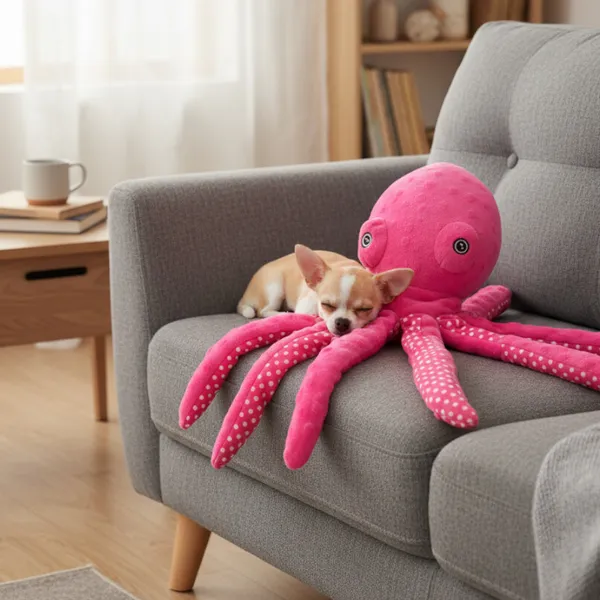 Tootoy! Pulpo de Peluche con Sonido Rosa para perros