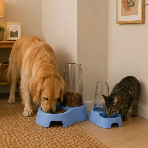 Leeby Tolva Dispensadora de Comida Color Azul para perros y gatos