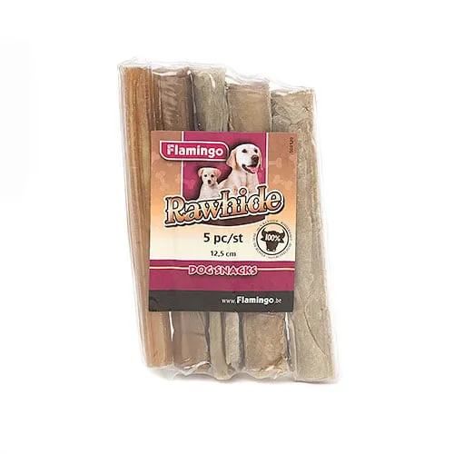 5 barritas Flamingo Snacks Dentales Rawhide para perros