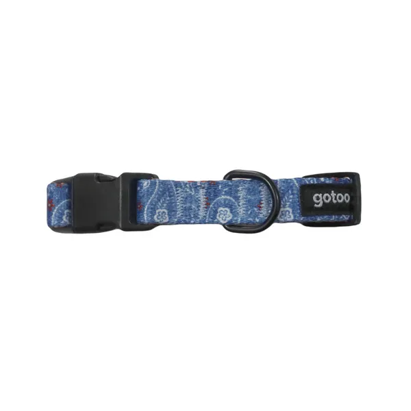 Gotoo Collar estampado cachemira azul para perros