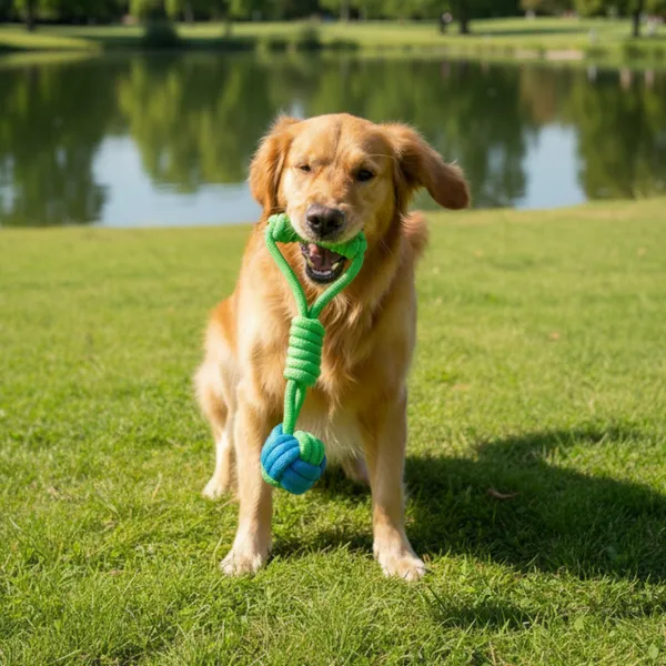 Tootoy! Modedor para Tirar de Cuerda con Pelota Verde y Azul para perros