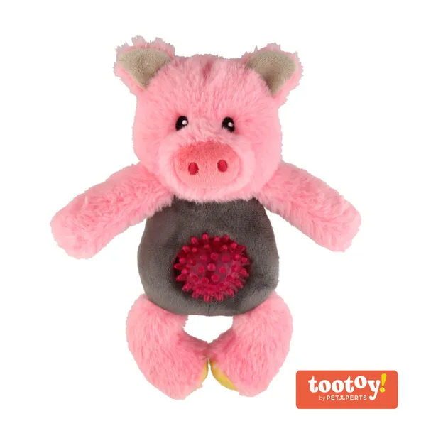 Tootoy! Puppy Multitexture Pink Pig Cuddler peluche para perros